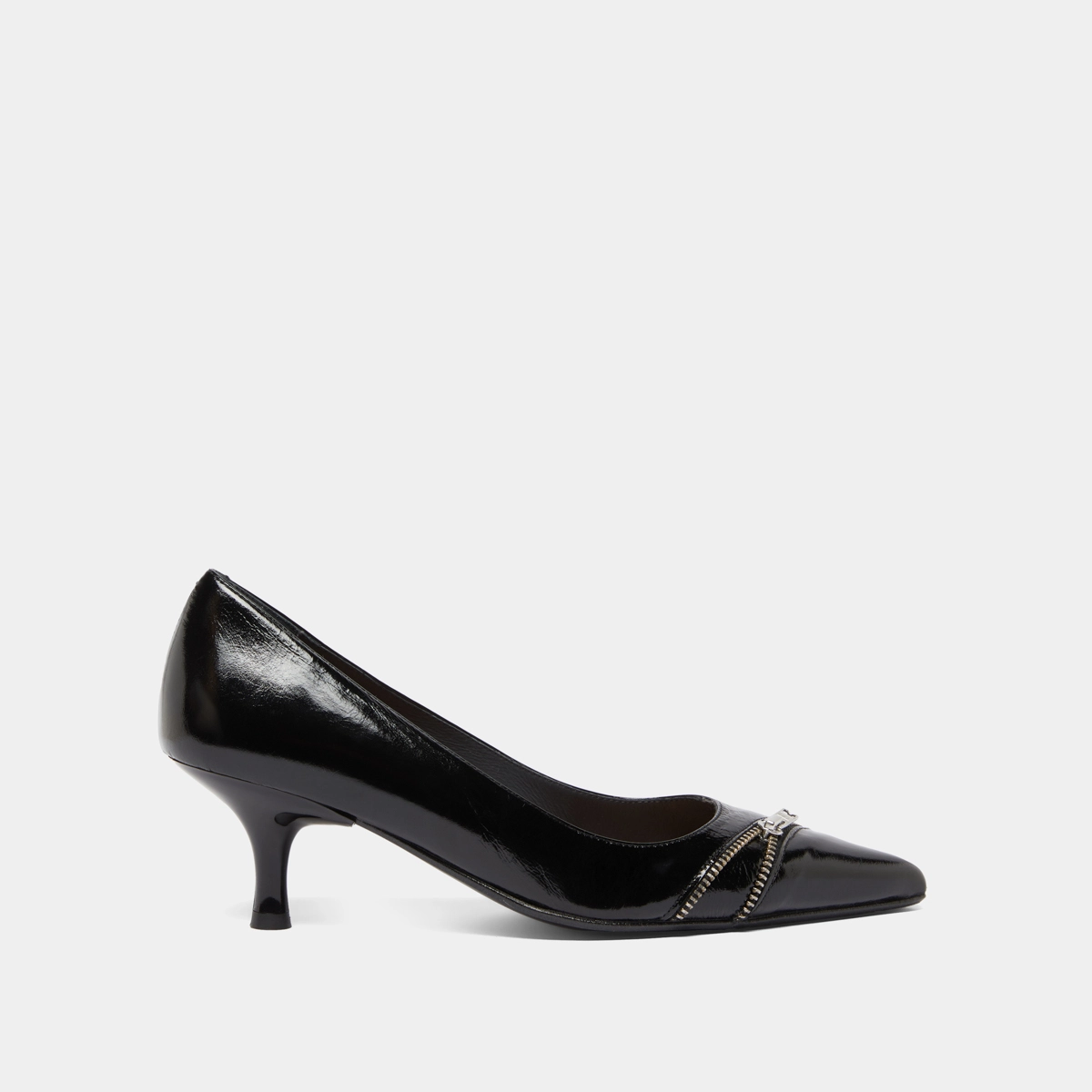 Escarpins &agrave; fermetures &eacute;clairs in black shiny leather | DANIELA