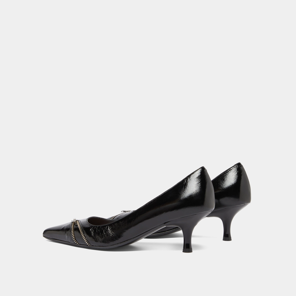 Escarpins &agrave; fermetures &eacute;clairs in black shiny leather | DANIELA