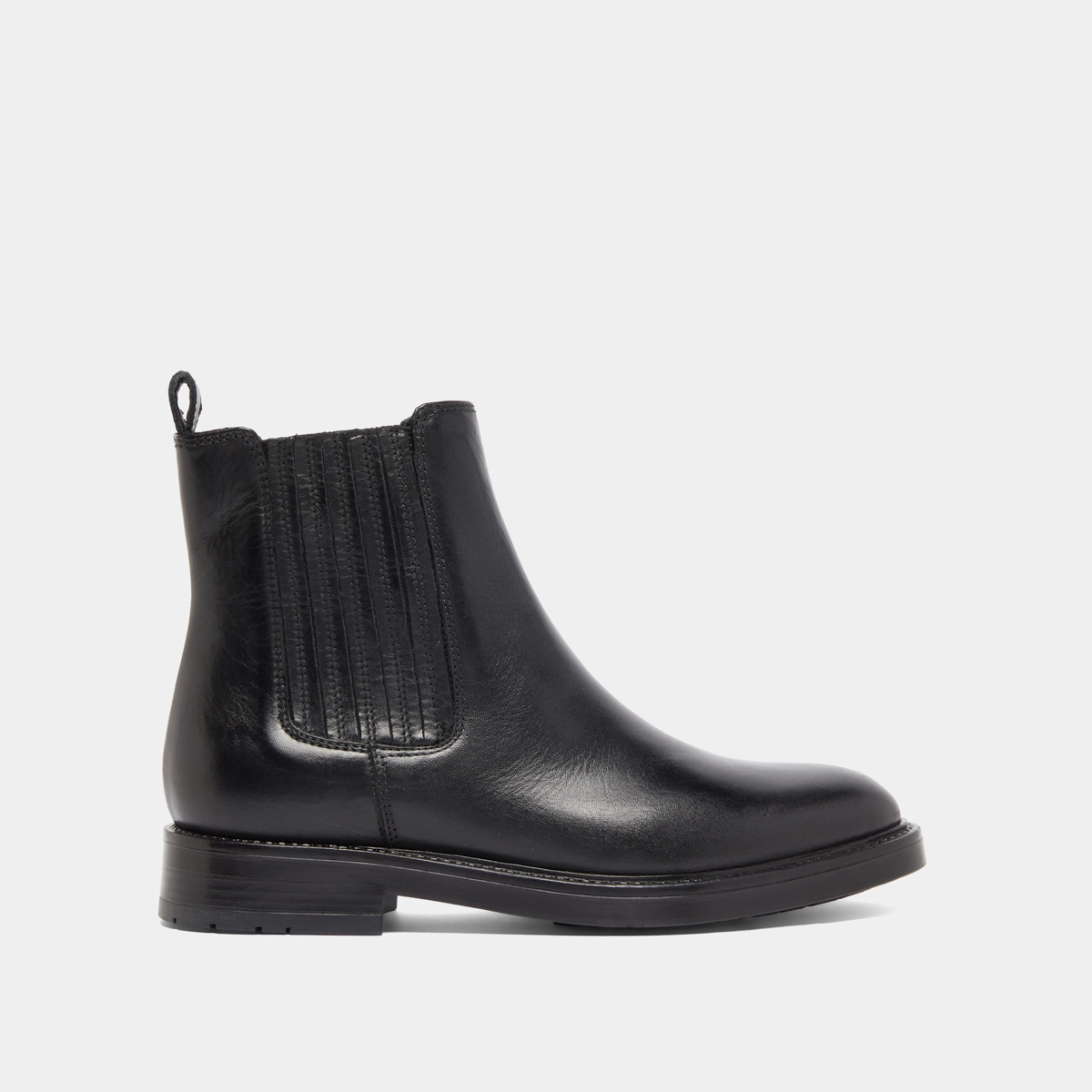 Boots à fronces in black leather | CLEANDRE