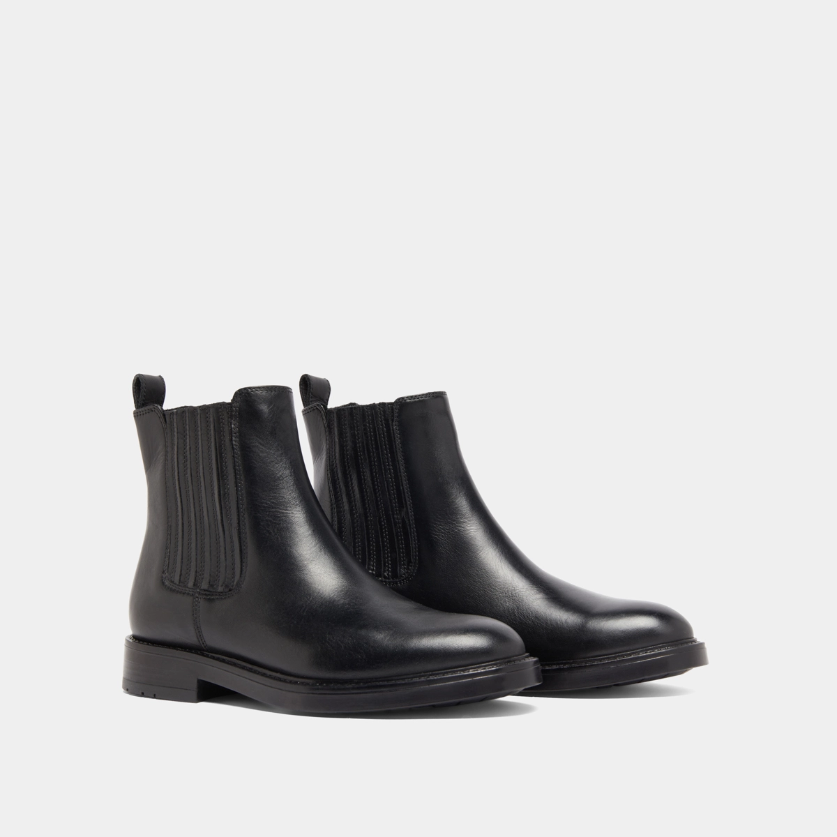Boots à fronces in black leather | CLEANDRE