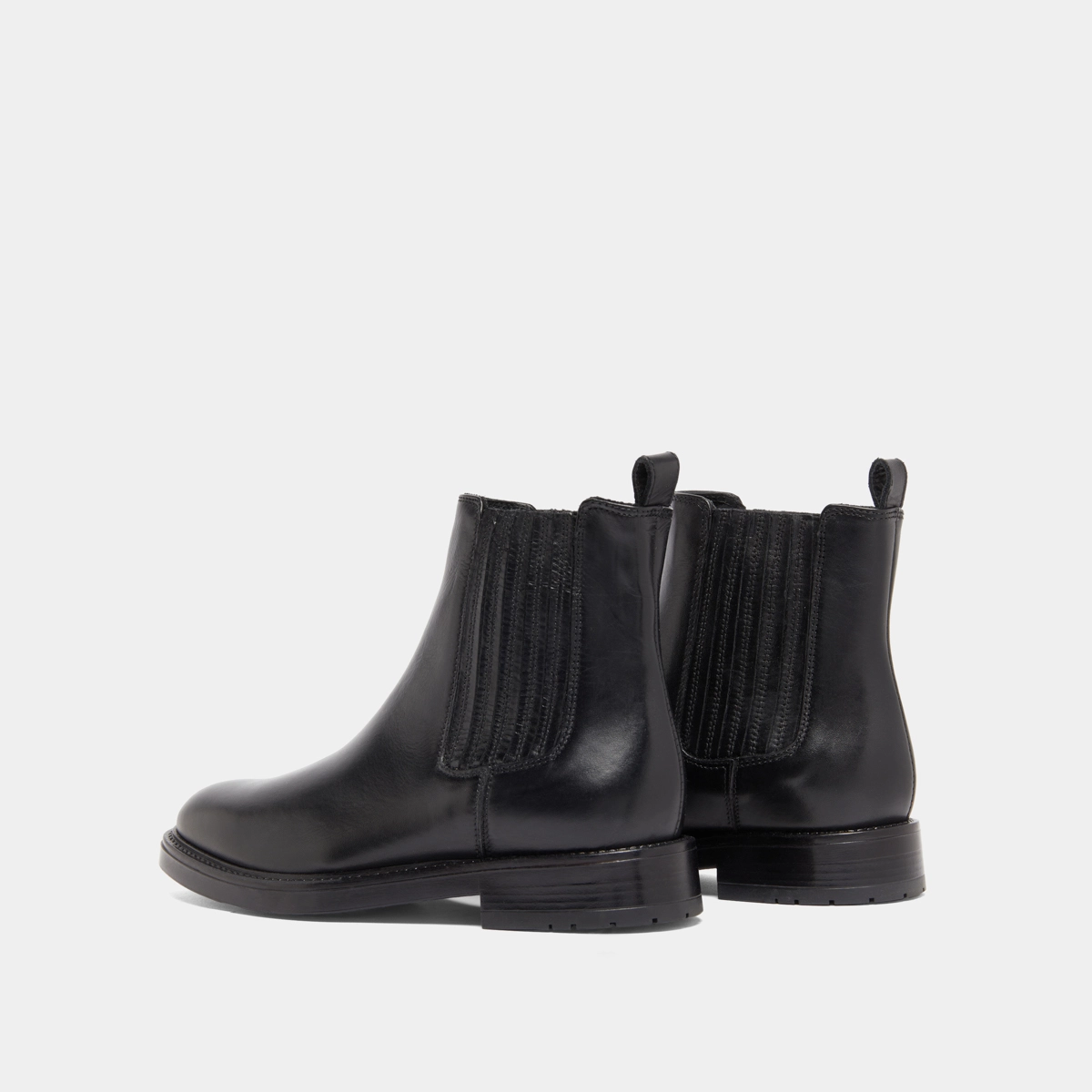 Boots à fronces in black leather | CLEANDRE