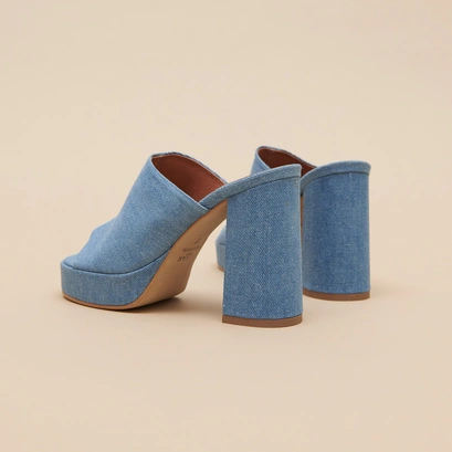 Mules with heels in blue denim | DARJELING