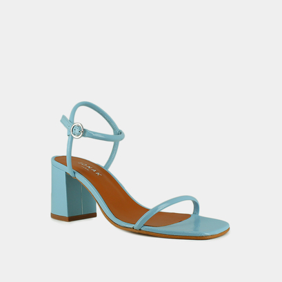 Sandales &agrave; brides fines in sky blue pleated patent | vedette