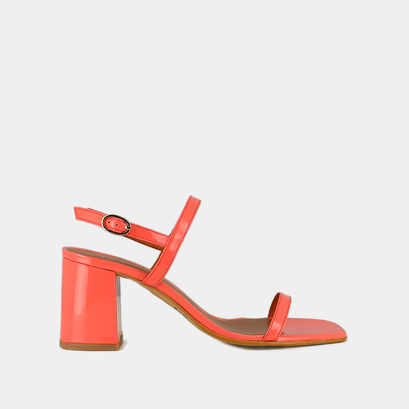 Sandales ouvertes &agrave; talons in coral patent | VIGNE