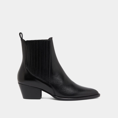 Boots &agrave; petits talons biseaut&eacute;s et &eacute;last... in black leather | bailey