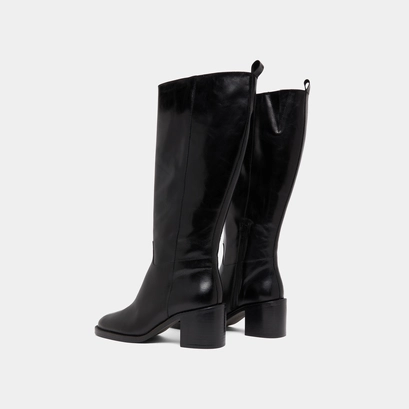 Knee-high boots in black leather calf size m | bonnie