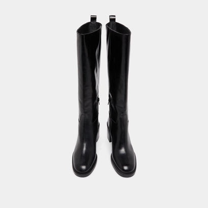 Knee-high boots in black leather calf size m | bonnie
