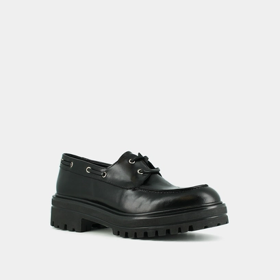 Derbies &agrave; lacets in black leather | ANGELUS