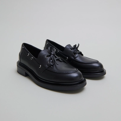 Derbies &agrave; lacets &eacute;pais in black leather | paolo