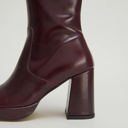 Platform boots in burgundy leather | vendome