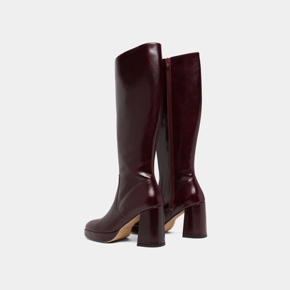 Platform boots in burgundy leather | vendome