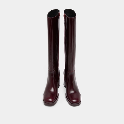 Platform boots in burgundy leather | vendome