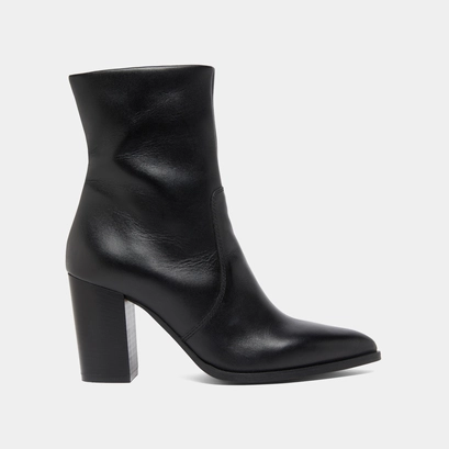 Bottines &agrave; talons in black leather | perle
