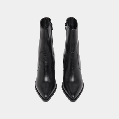 Bottines &agrave; talons in black leather | perle