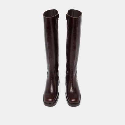 Bottes &agrave; plateformes in chocolate distressed leather | betina