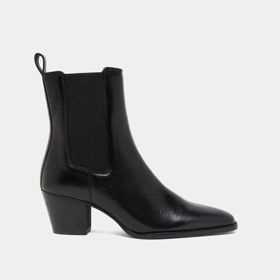 Bottines &agrave; talons biseaut&eacute;s et bouts poi... in black leather | birkin