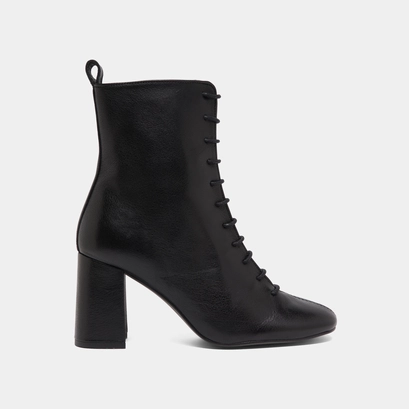 Bottines &agrave; talons et &agrave; lacets in black leather | bose