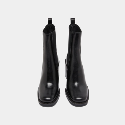 Bottines &agrave; talons d&eacute;bordants in black leather | bretz