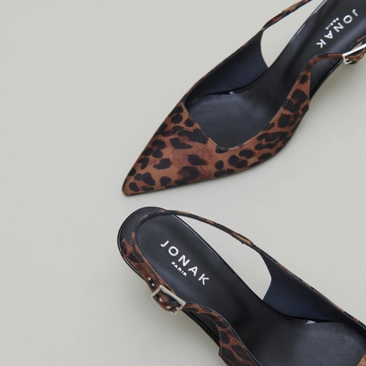 Escarpins slingbacks in leopard print | DIAMANTUS