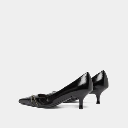 Escarpins &agrave; fermetures &eacute;clairs in black shiny leather | daniela