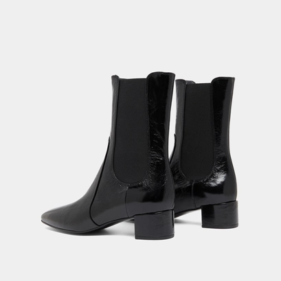 Bottines &agrave; larges &eacute;lastiques in black shiny leather | doxi