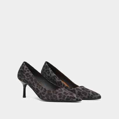 Escarpins &agrave; bouts pointus in gray leopard | DUNDEE