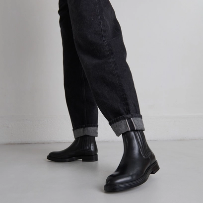 Boots &agrave; fronces in black leather | cleandre