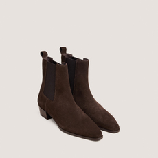 Boots &agrave; l&eacute;gers talons biseaut&eacute;s et bouts pointus dark brown