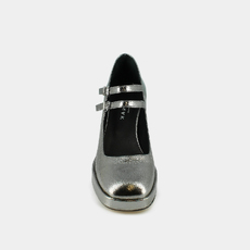 Babies &agrave; doubles brides et plateformes dark silver