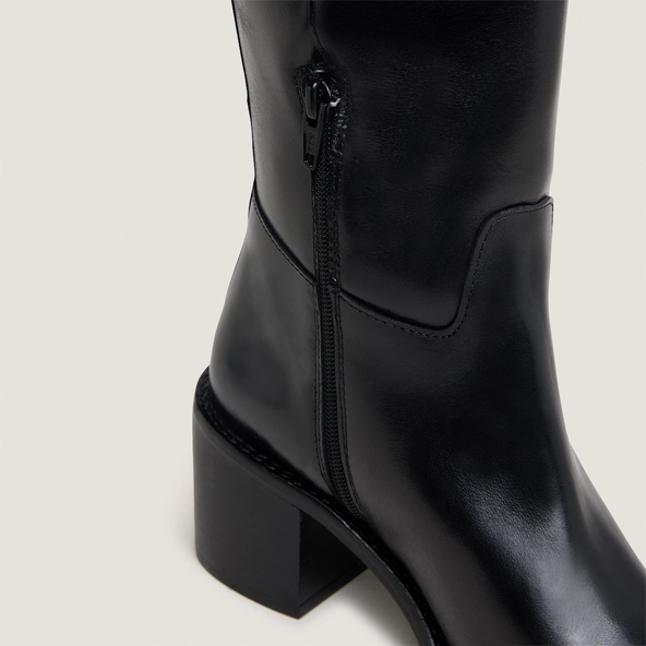 Knee-high boots in black leather calf size M | BONNIE