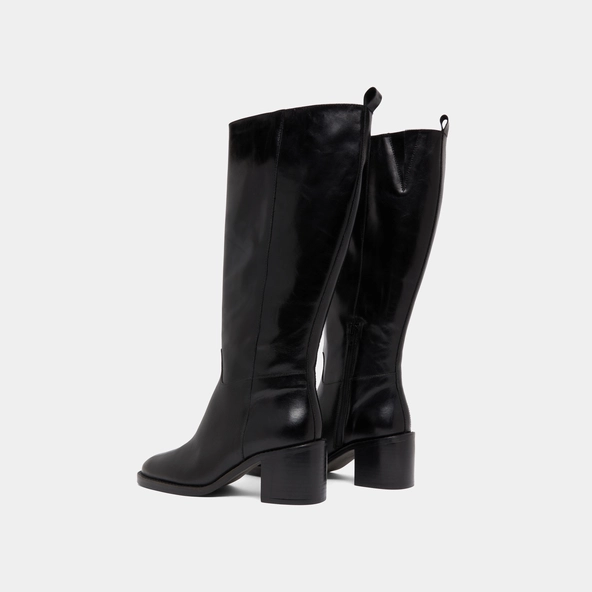 Knee-high boots in black leather calf size M | BONNIE