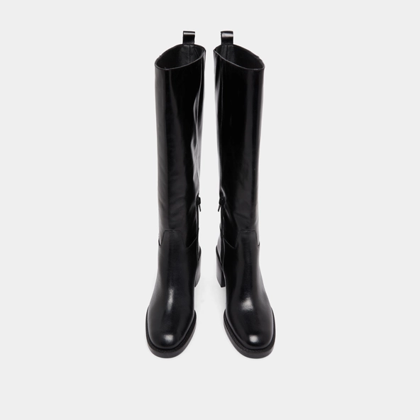 Knee-high boots in black leather calf size M | BONNIE