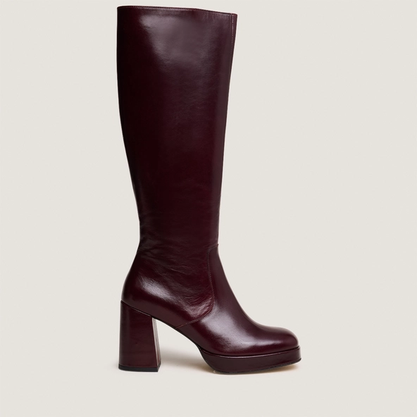 Platform boots in burgundy leather | VENDOME