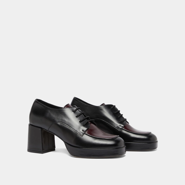 Derbies à talons in black and burgundy leather | VIVALDI