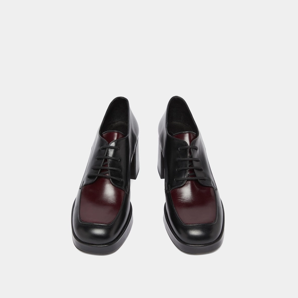 Derbies à talons in black and burgundy leather | VIVALDI