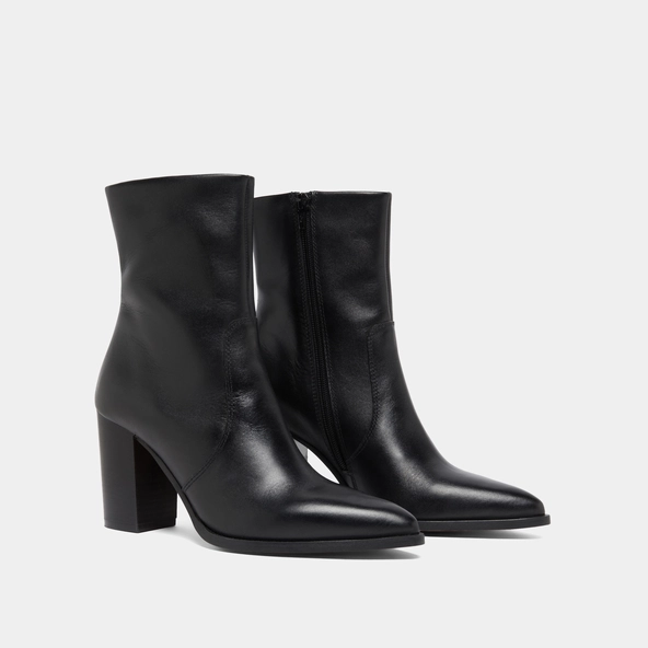 Bottines à talons in black leather | PERLE