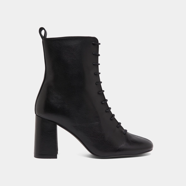 Bottines &agrave; talons et &agrave; lacets in black leather | BOSE