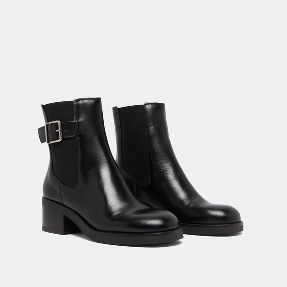 Boots à élastiques et boucles ajustables... in black leather | BOULOU