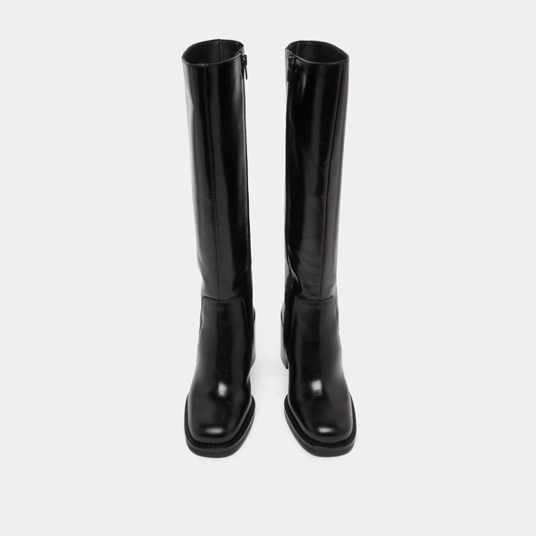 Boots with overflowing heels in black leather calf size S | BRETZEL