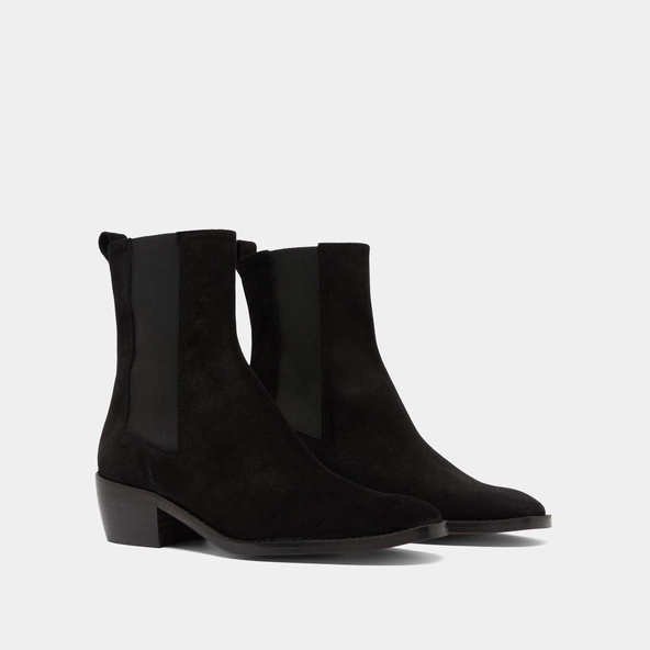 Boots &agrave; &eacute;lastiques in black suede | MAEVA