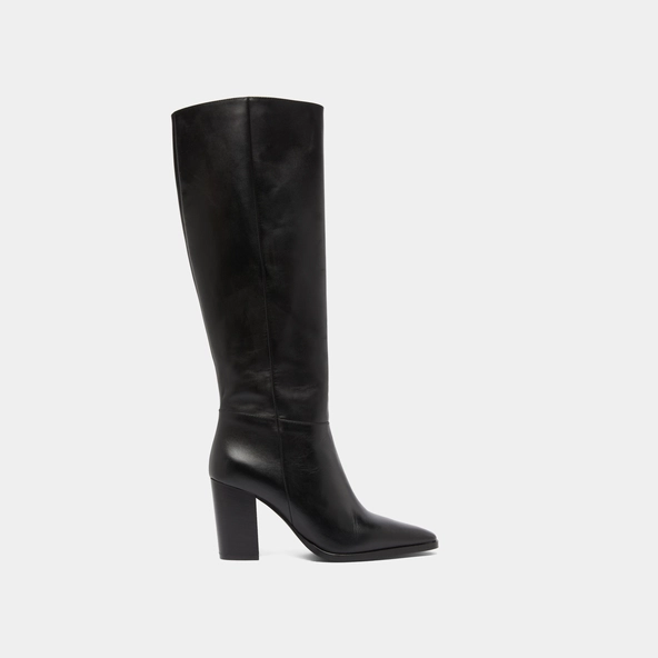 Bottes &agrave; bouts pointus in black leather | PLUME