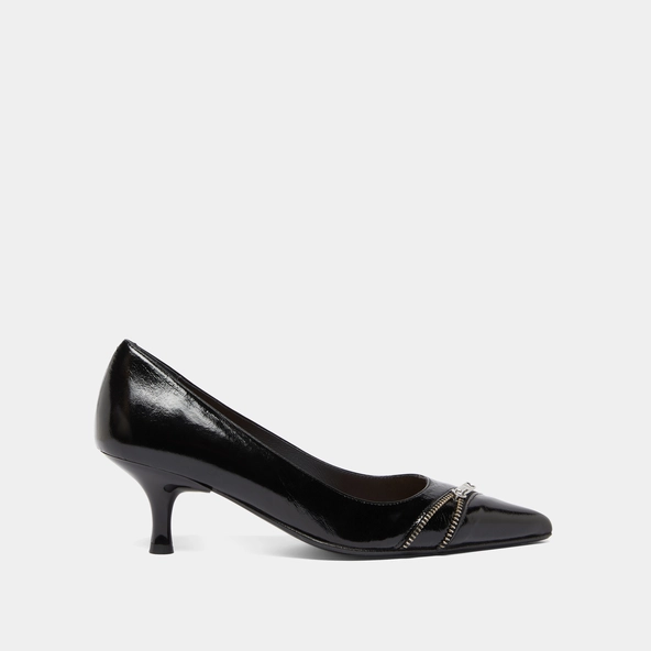 Escarpins &agrave; fermetures &eacute;clairs in black shiny leather | DANIELA