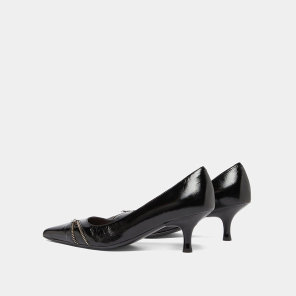 Escarpins &agrave; fermetures &eacute;clairs in black shiny leather | DANIELA
