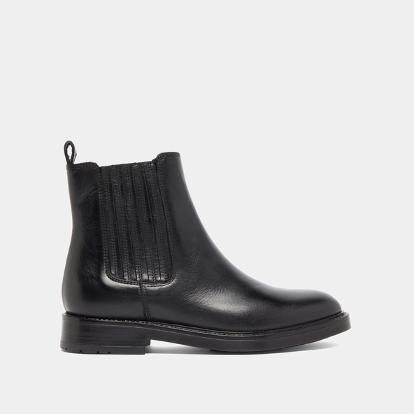 Boots à fronces in black leather | CLEANDRE