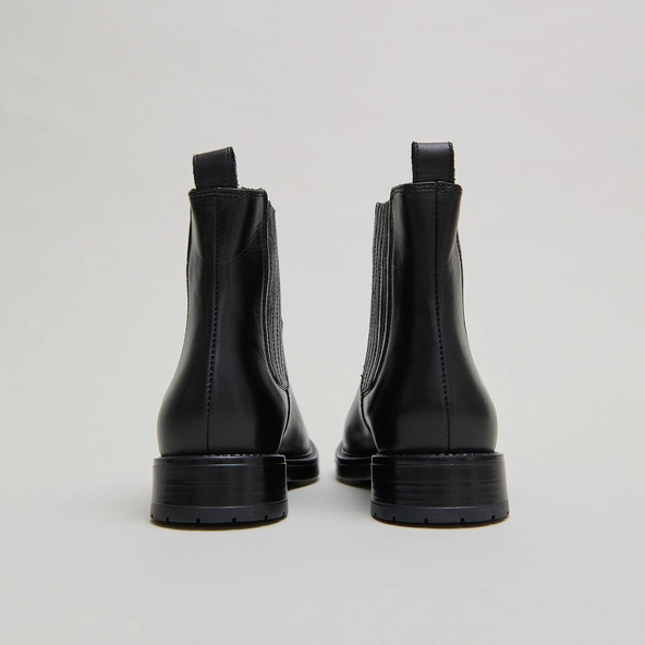 Boots à fronces in black leather | CLEANDRE