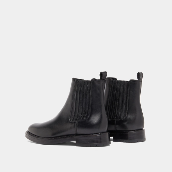 Boots à fronces in black leather | CLEANDRE