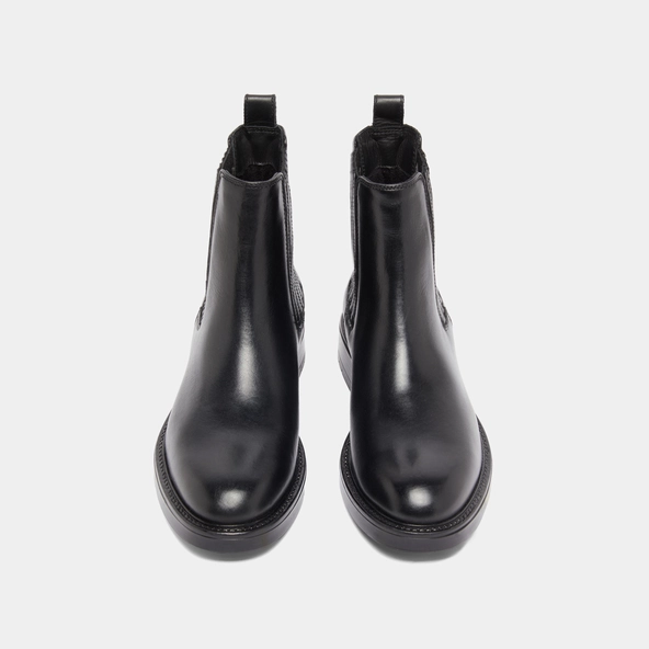 Boots à fronces in black leather | CLEANDRE